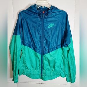 Nike Women's Teal and Aqua Windbreaker Size Large